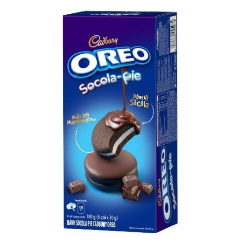 Bánh Sôcôla Nhân Dẻo Marshmallow Cadbury Oreo Socola-pie Chocolate (Hộp 168g)