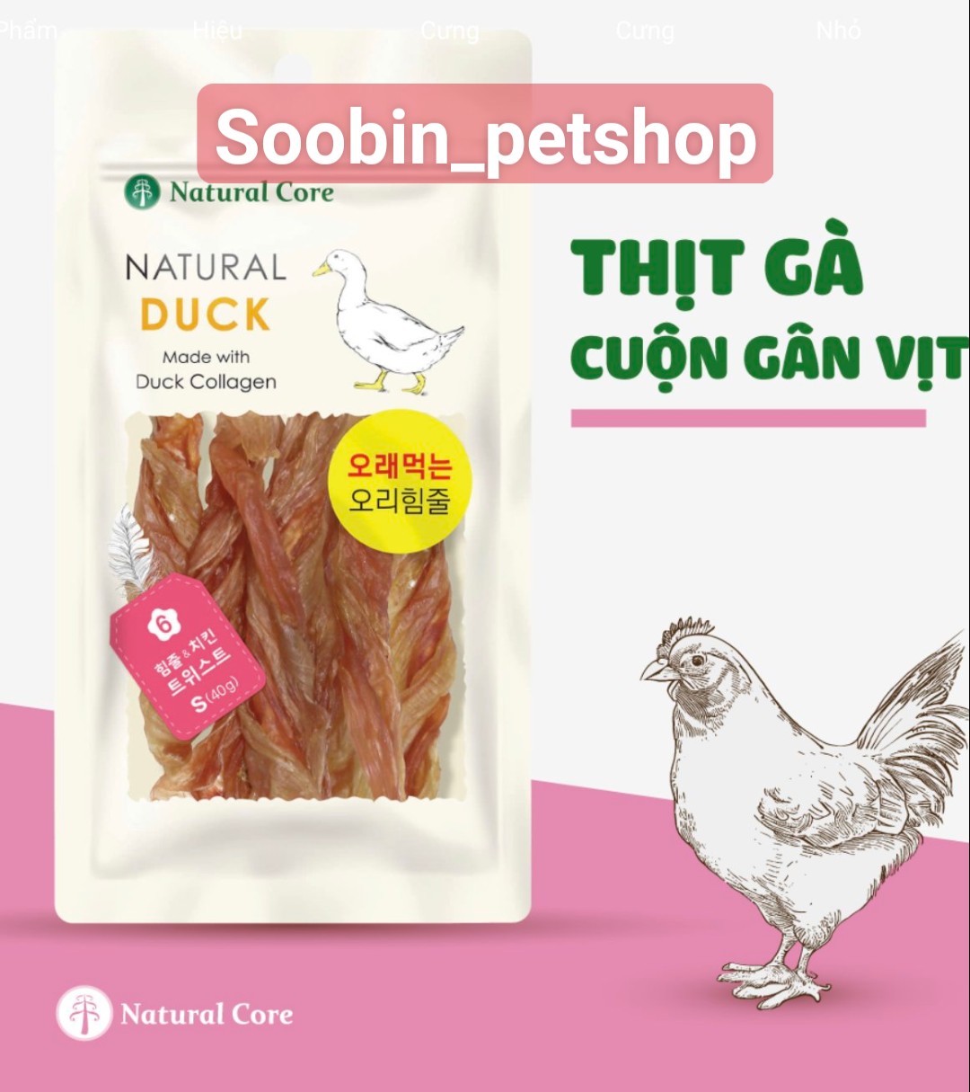 Snack Natural Core THỊT CUỘN GÂN VỊT cho chó