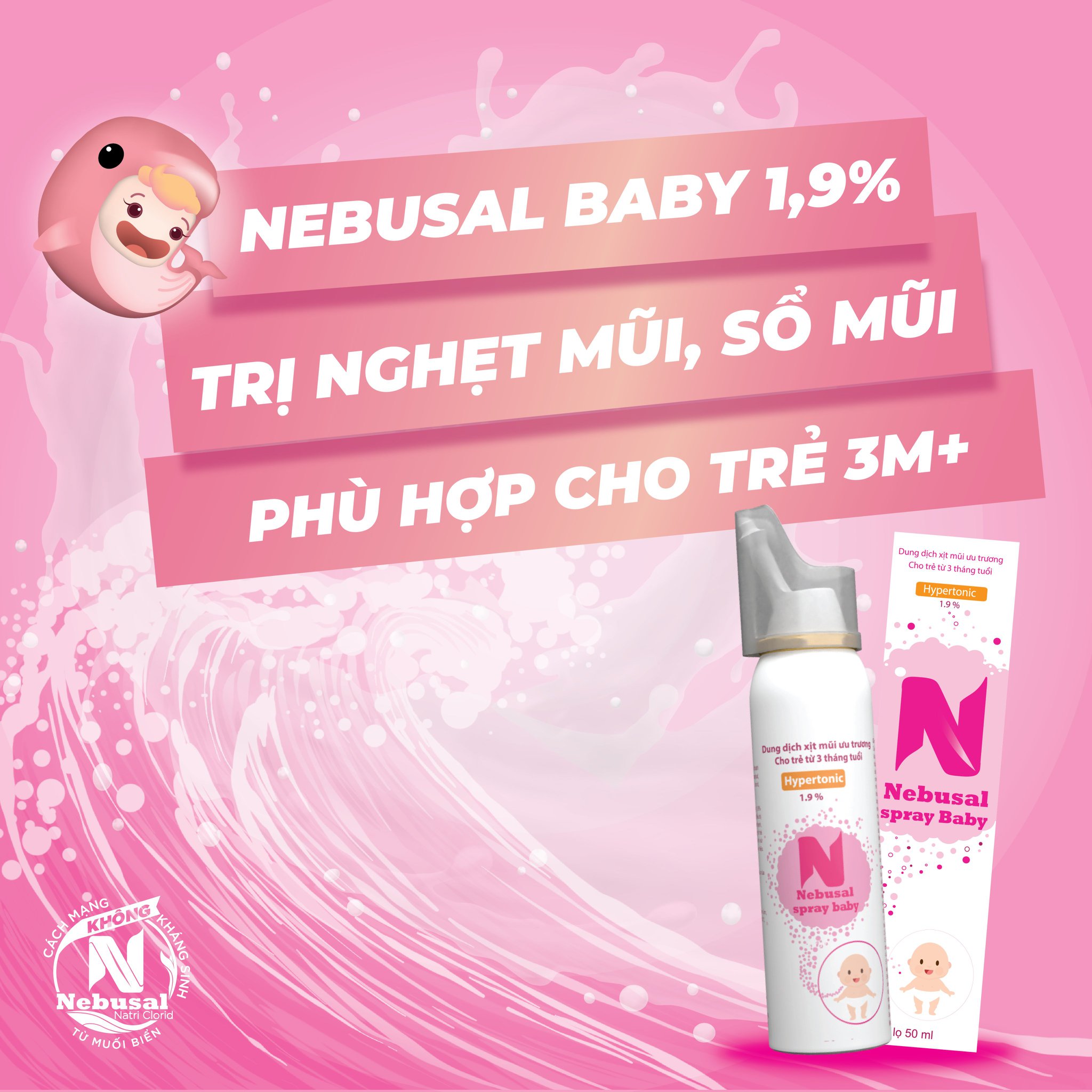 Xịt Rửa Mũi Nebusal Spray Giảm Nghẹt Mũi Và Sổ Mũi