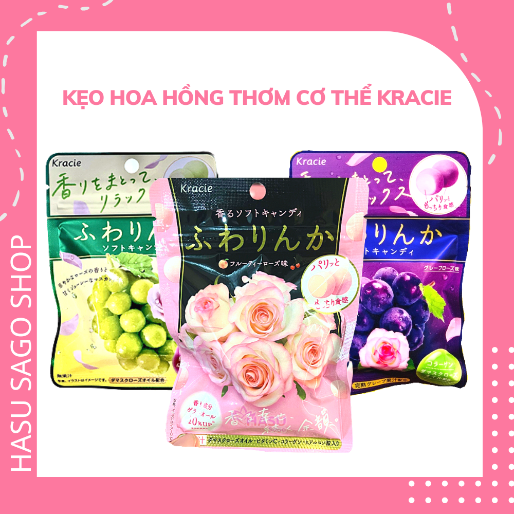 [GIẢM 5% ĐƠN 129K]Kẹo Hoa Hồng Thơm Cơ Thể Kracie, Kẹo Hàm Hương Bổ Sung Collagen, Vitamin C Hỗ Trợ Đẹp Da Nhật Bản