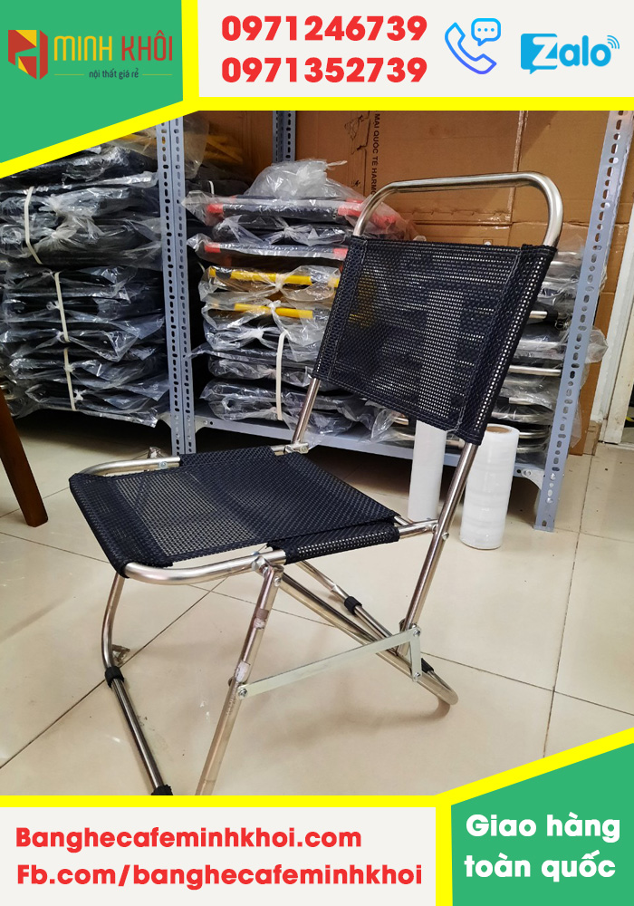 Ghế xếp cafe inox lưới dày 4.4