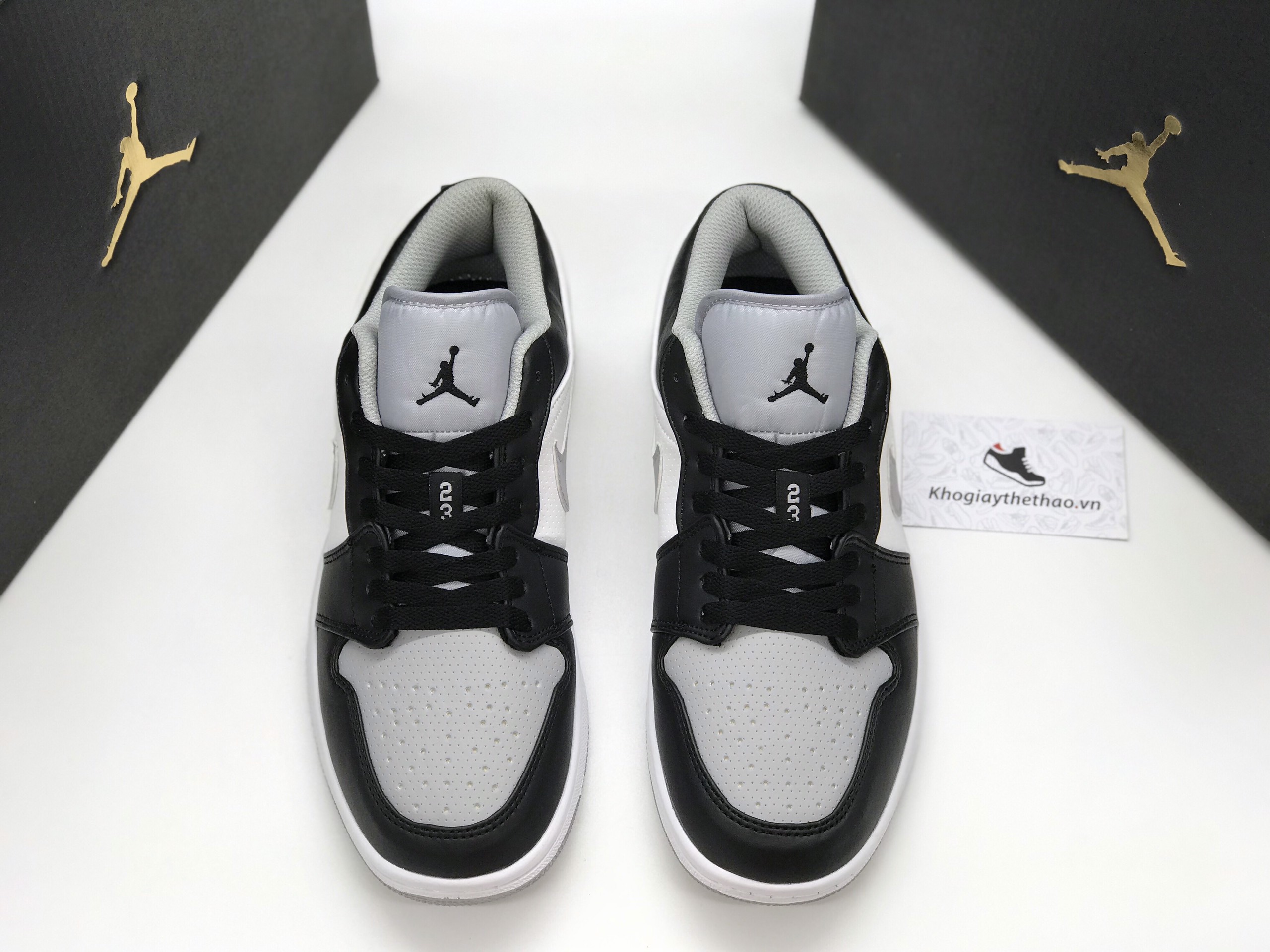 giày jordan1 cổ thấp đen trắng full box