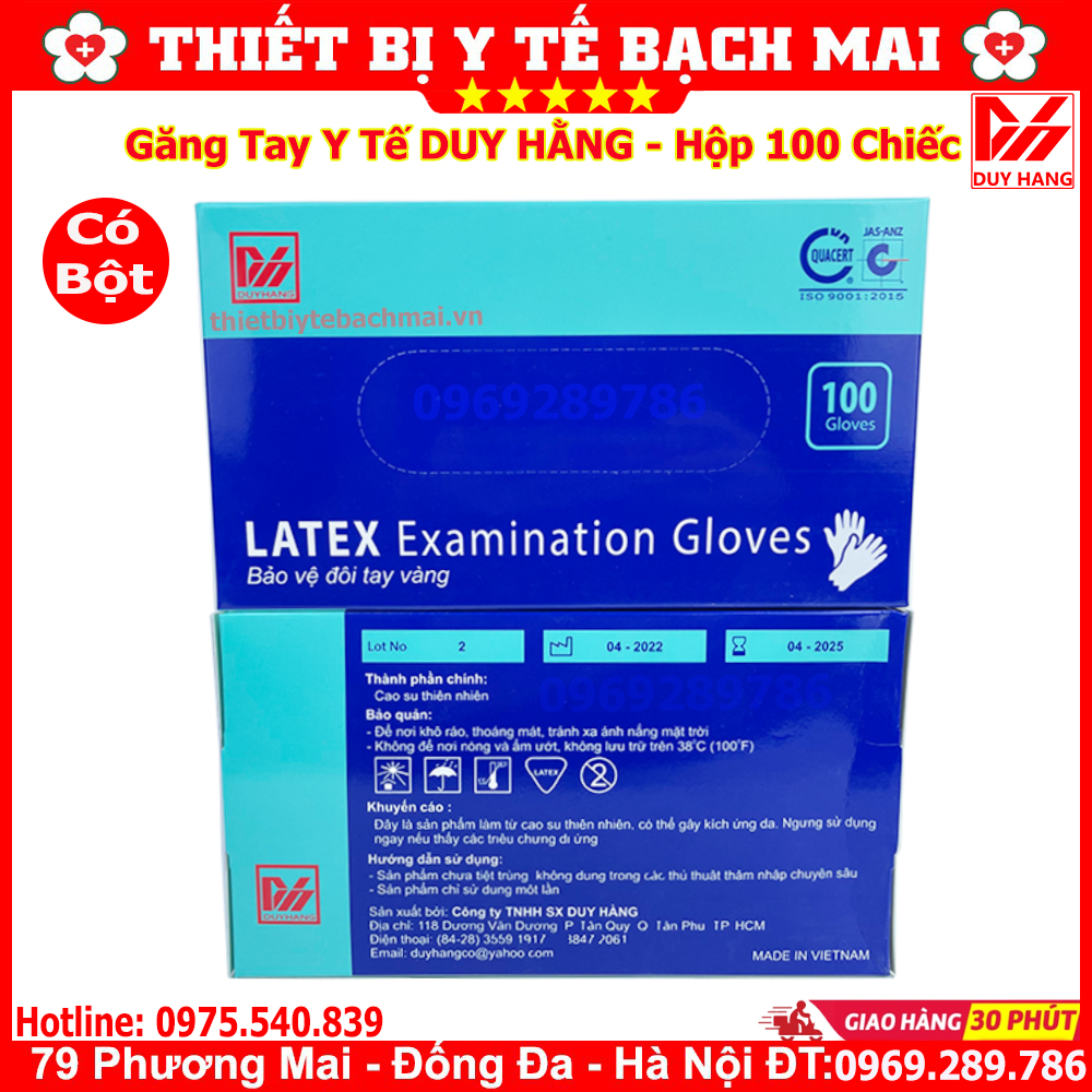 Găng Tay Y Tế Duy Hằng Có Bột Hộp 100 Chiếc