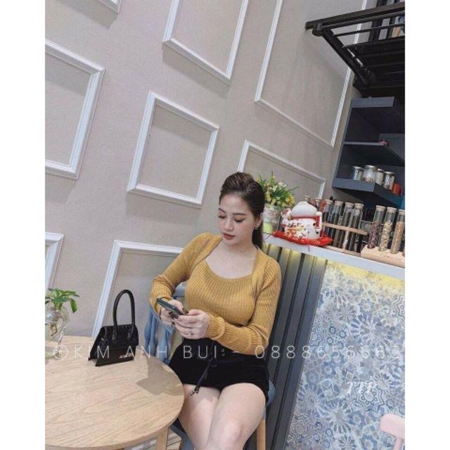 Áo thun len cổ vuông cao cấp