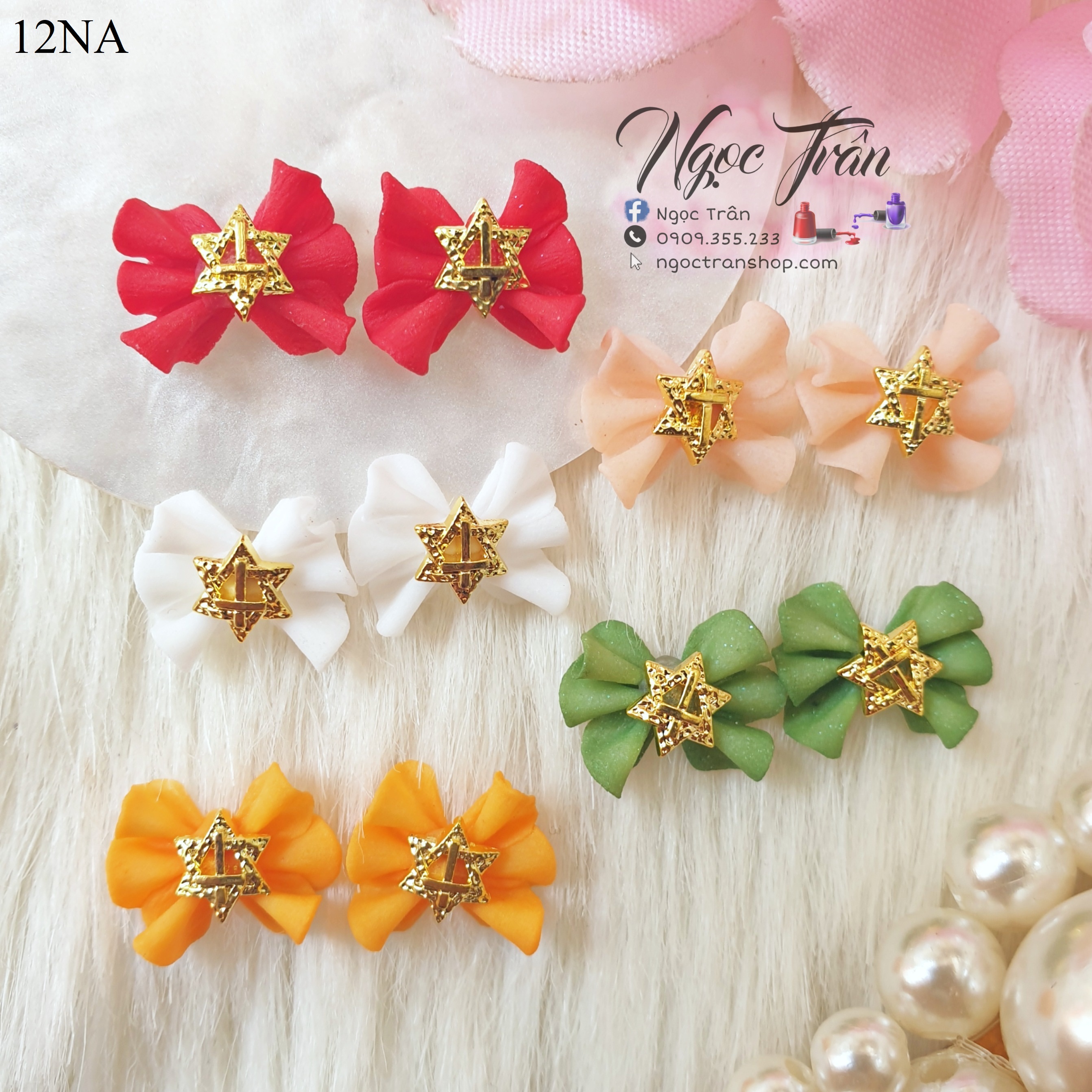 [HCM]Nơ đính charm - nơ bột đính móng 12NA