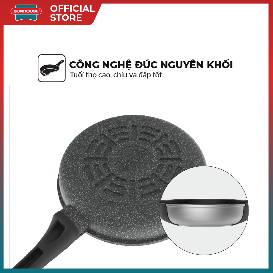 Chảo Đá Siêu Bền Chống Dính SUNHOUSE SBD24-30 - Không dùng bếp từ - Chống dính tiêu chuẩn Mỹ bền bỉ - An toàn - Hàng chính hãng