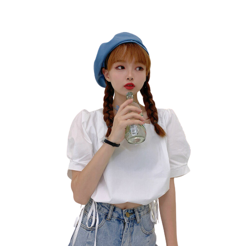 [HCM]Áo kiểu nữ croptop thắt nơ eo tay ngắn cổ vuông thời trang xuân hè đi làm dạo phố Av 132
