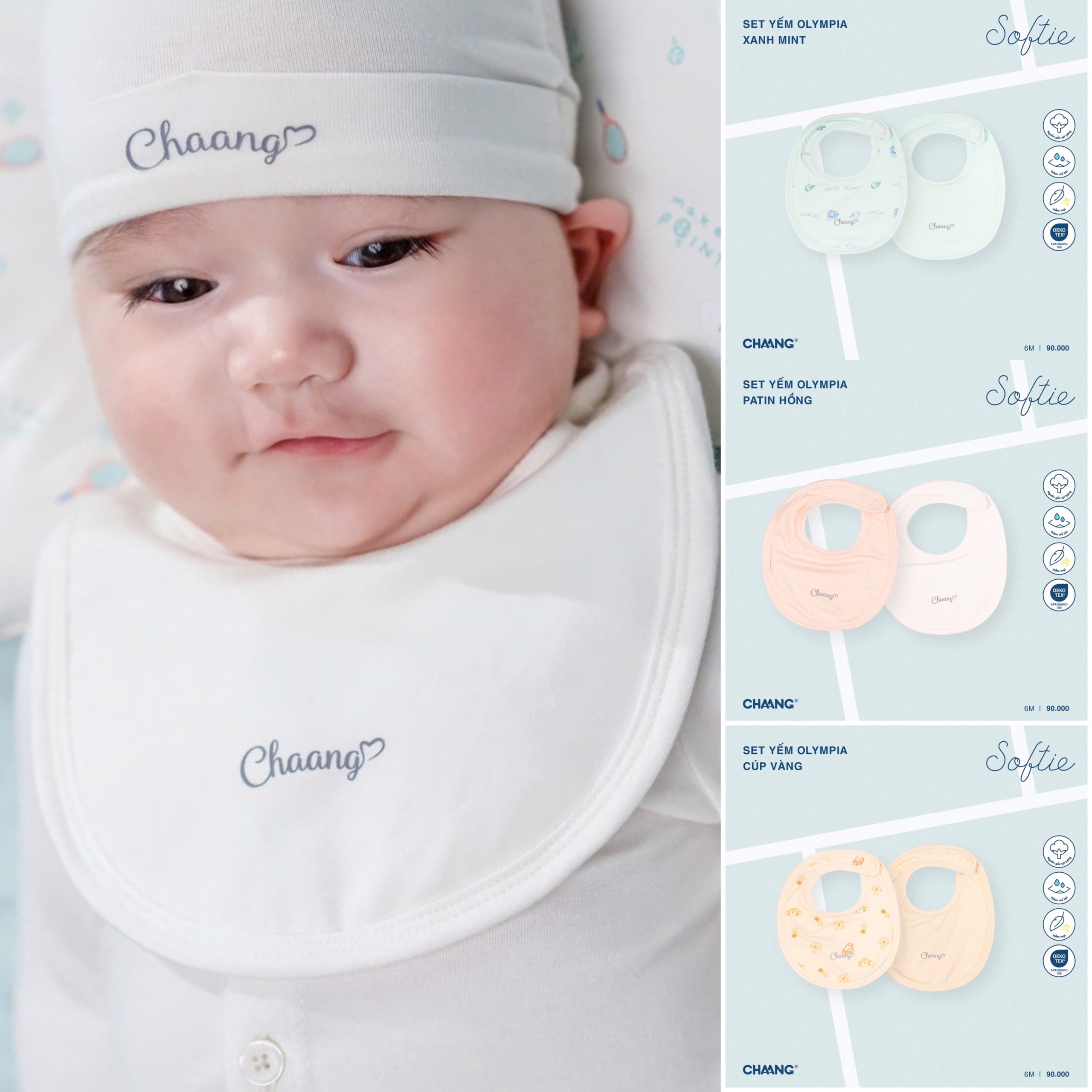 Set 2 yếm tròn sơ sinh Olympia mềm mại Chaang