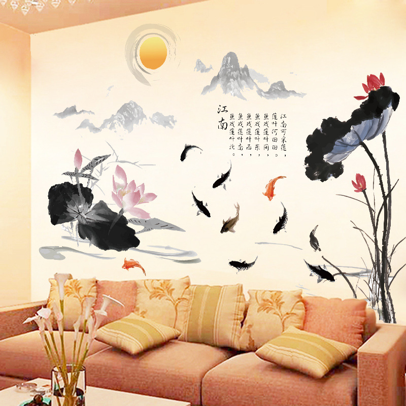 Decal dán tường hoa sen nghệ thuật XL 8295