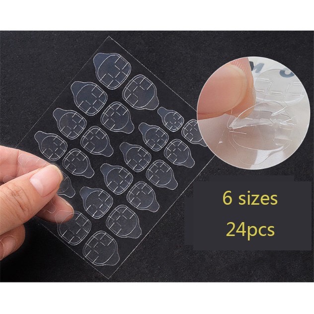 Miếng dán móng silicon trong suốt 2 mặt bộ 24 miếng