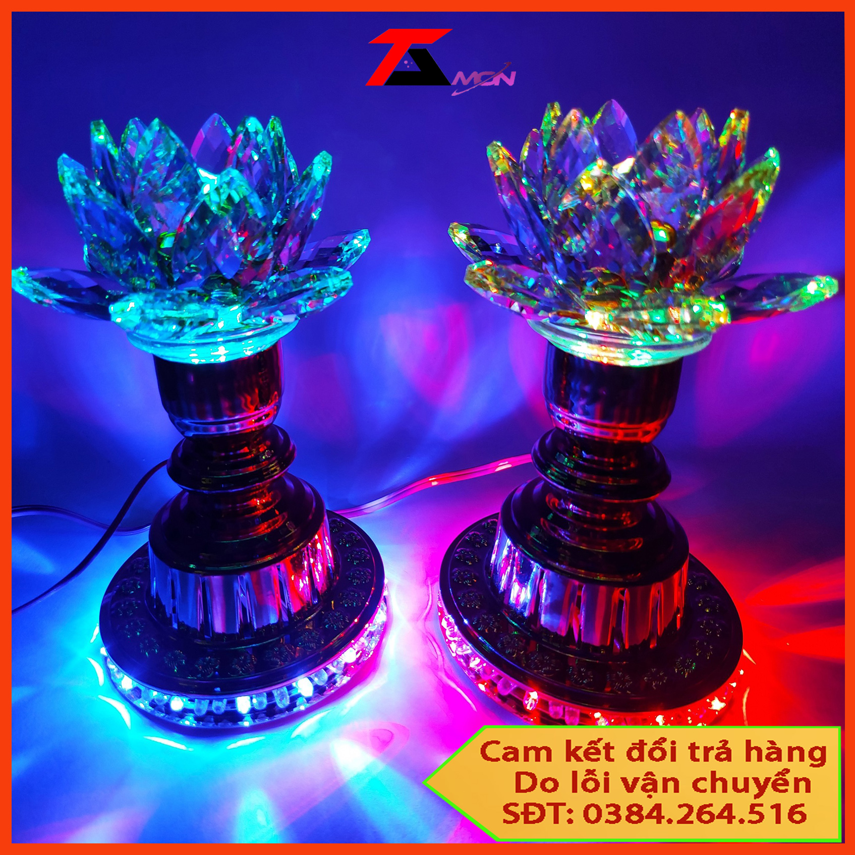 A pair of crystal flower radio, church decoration, Buddhism, Guan Yin pure