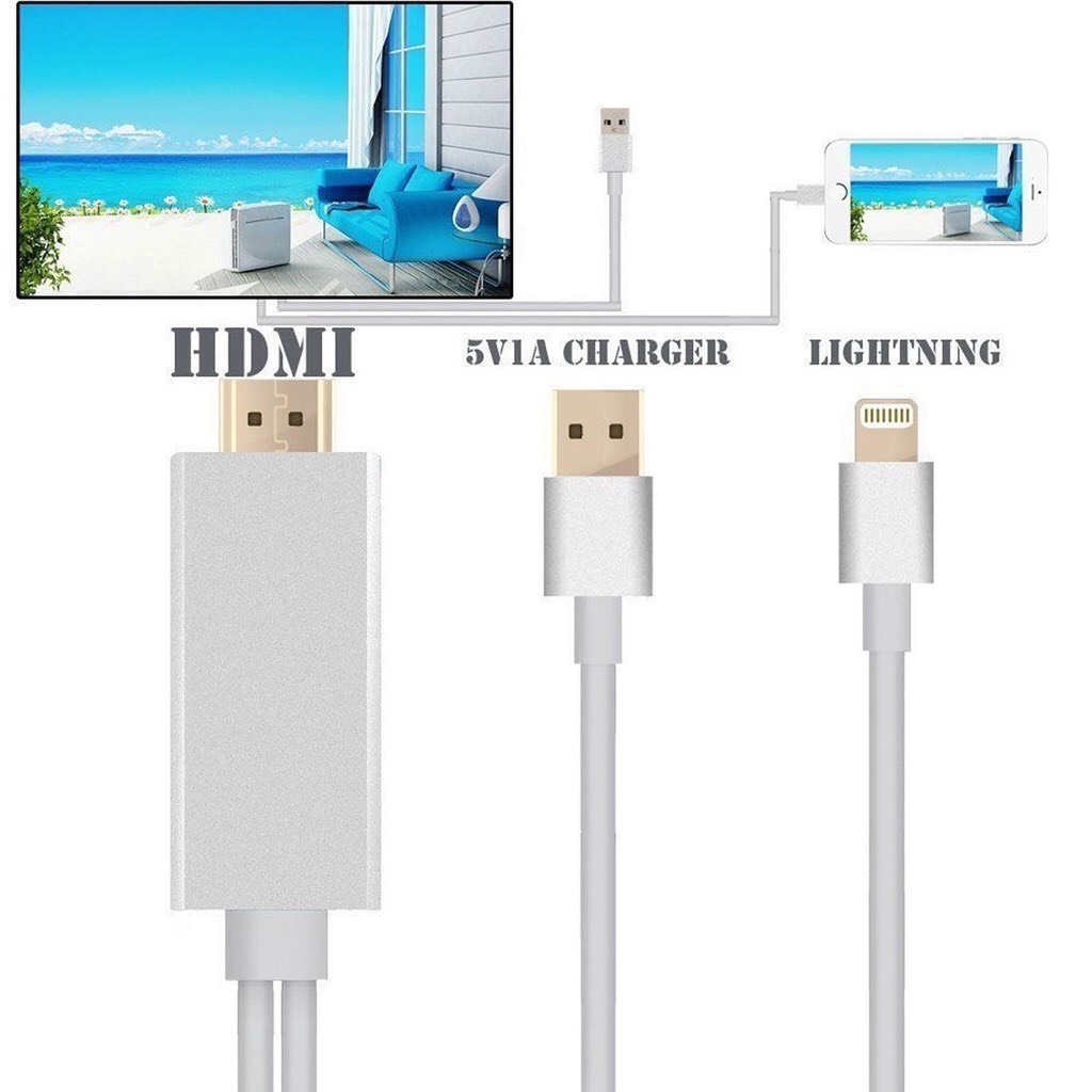 C&aacute;p HDTV CABLE Lightning to HDMI A5-01 cho IOS (iPhone 5/5S, iPhone 6/6S/6Plus, iPad Mini, iPad Air)