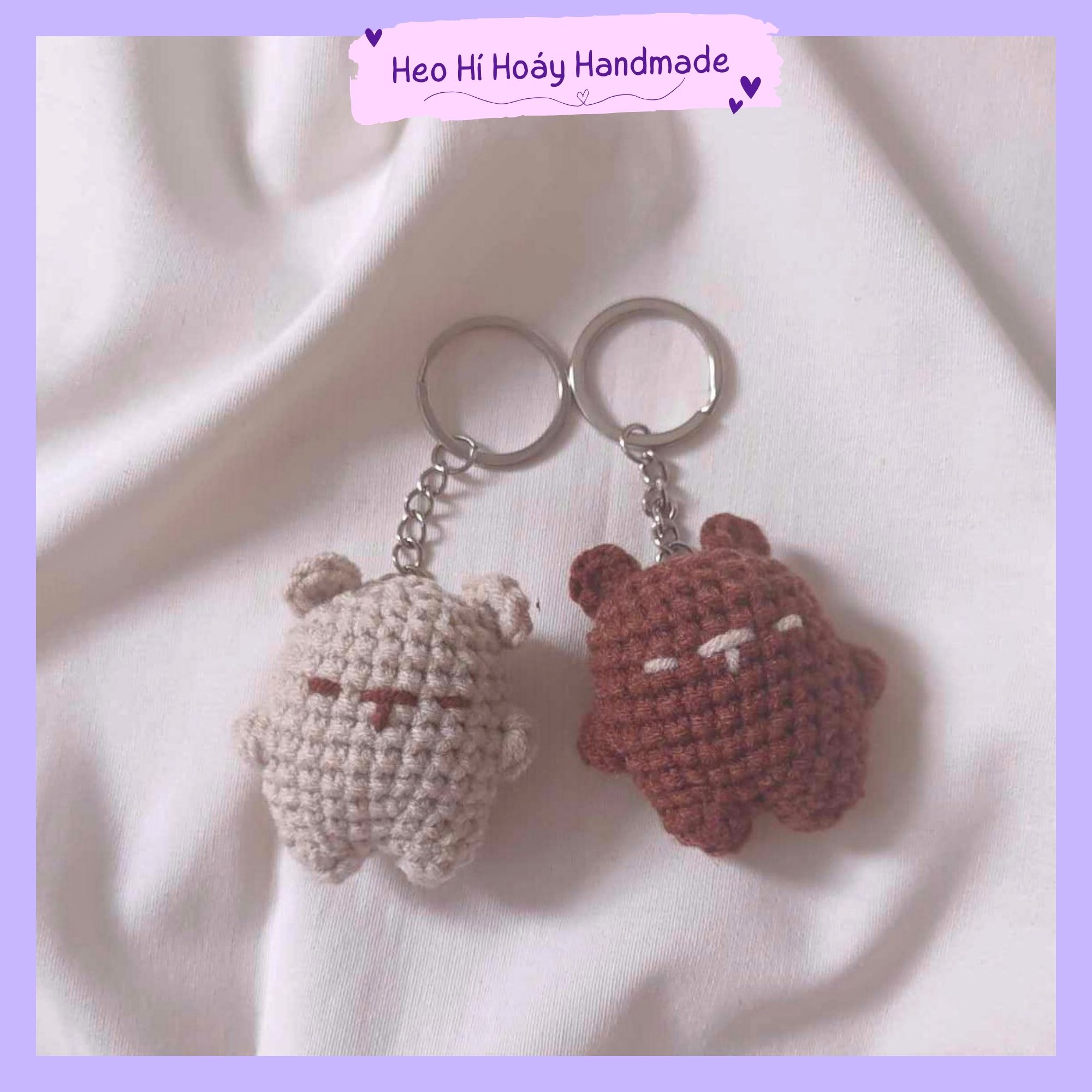Móc khóa cặp đôi gấu bằng len by Heo Hí Hoáy