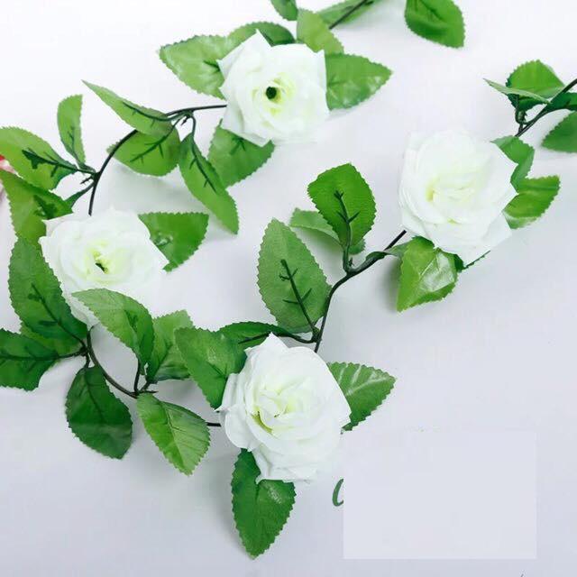 Hoa hồng lụa dây leo trang trí siêu đẹp dài 2.4m