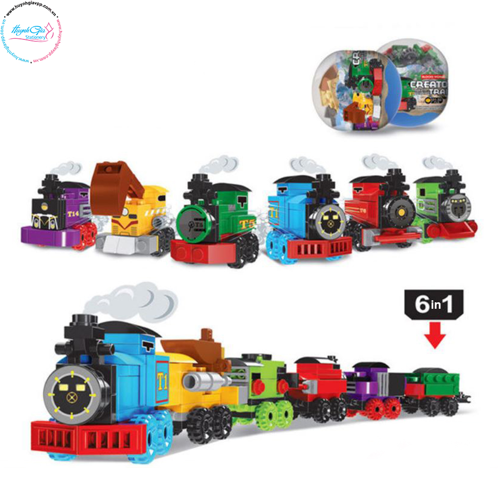 Lego lắp ráp mô hình toa xe lửa 6in1 (kết hợp 6 quả trứng khủng long)
