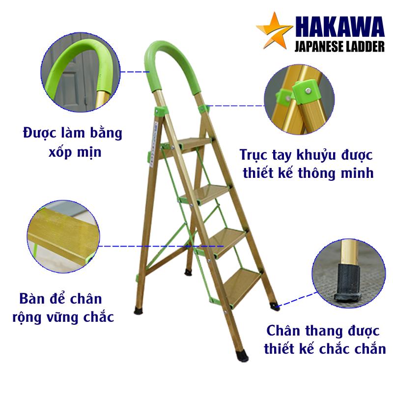 [BẢO HÀNH 2 NĂM] Thang nhom ghe HAKAWA HK004  - Chiếc thang cần thiết cho mỗi gia đình