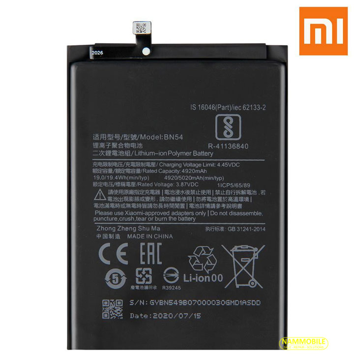 Original Xiaomi Redmi 9, Redmi Y9S, Redmi Note 9 Pro, Redmi Note 10 Pro, Redmi Note 9s, note9, 10x4G, 10x 5G, 10x pro 5G BN52-BN53-BN54-BN55 5020mAh battery