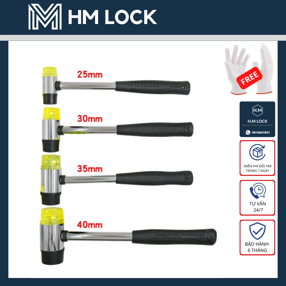 BÚA CAO SU ĐA NĂNG 2 ĐẦU VÀNG ĐEN - HÀNG VIỆT NAM CHẤT LƯỢNG - HM LOCK