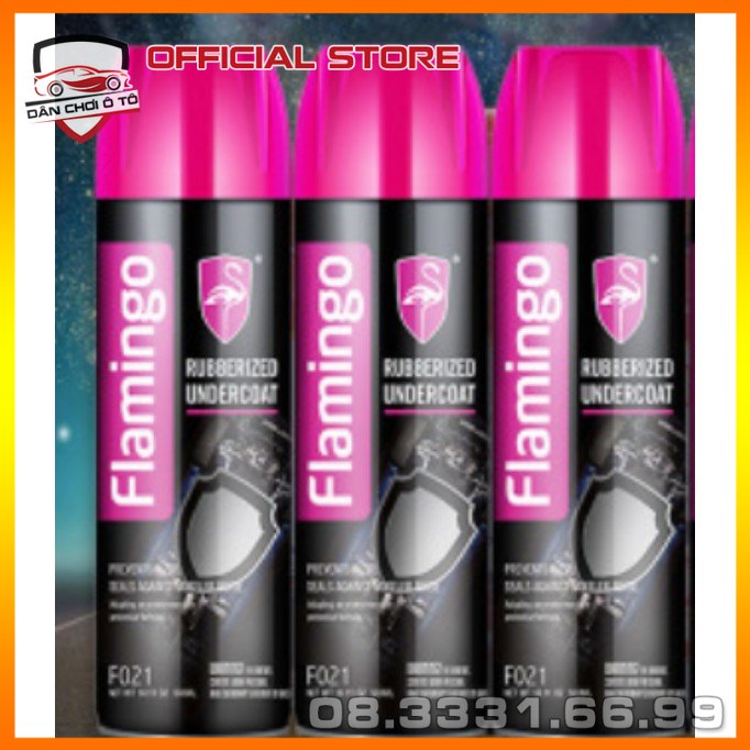 Sơn xịt phủ gầm xe hơi ô tô chống rỉ mọt bảo vệ gầm xe, flamingo rubberized undercoat F021 hàng chính hãng