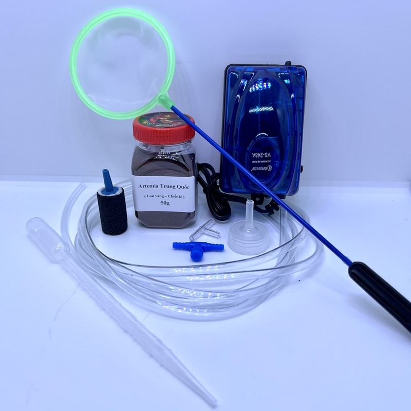 Combo bộ ấp artemia full 10 món ( Máy sủi 1 vòi hoặc 2 vòi )