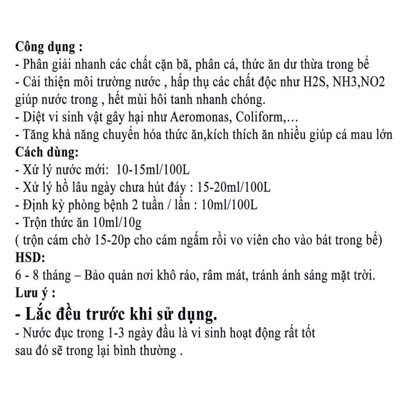 Vi sinh PSB làm trong nước bể cá thủy sinh 350ml