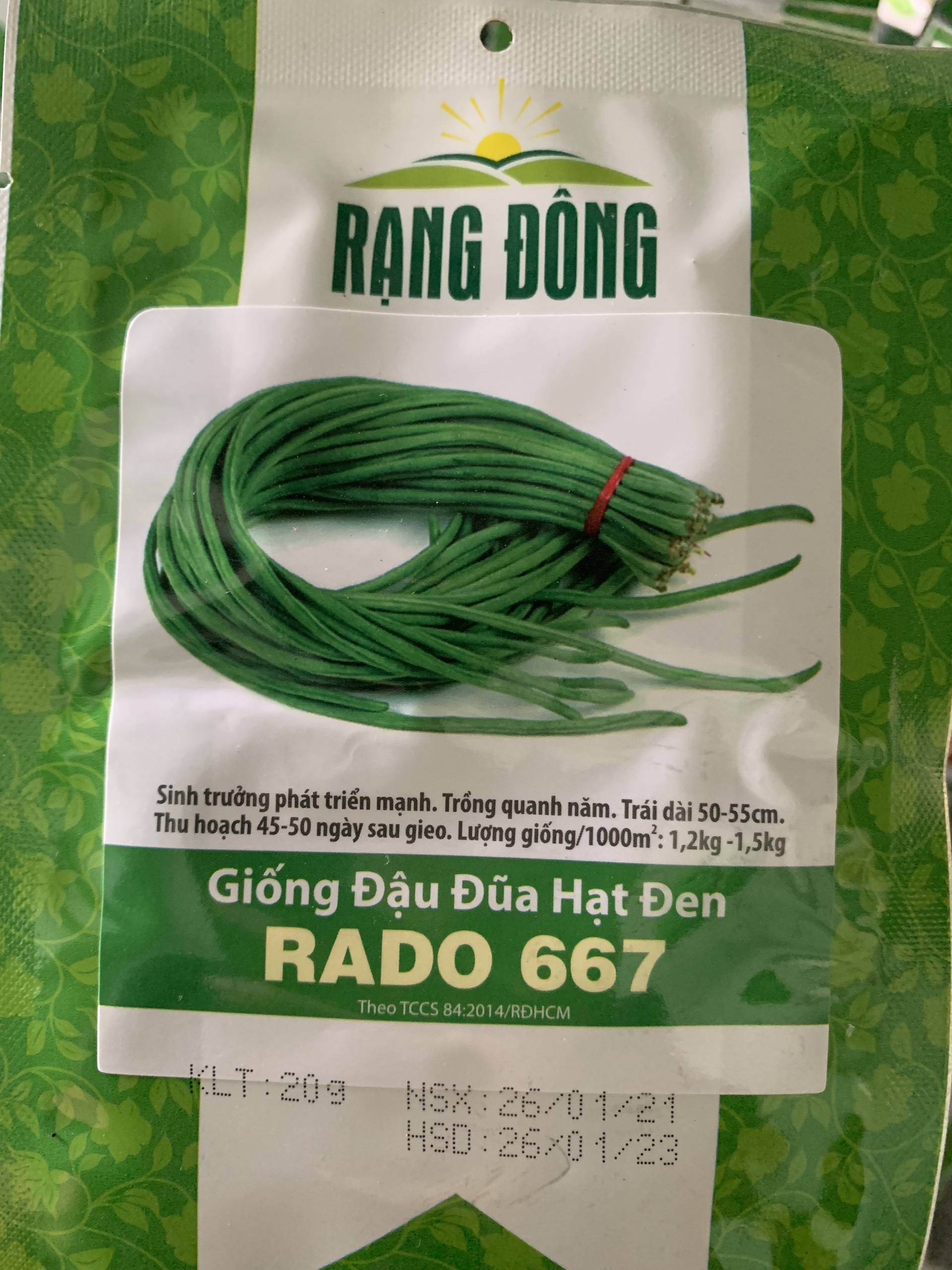 Hạt Giống Đậu Đũa Hạt Đen Gói 20gr - RADO 667