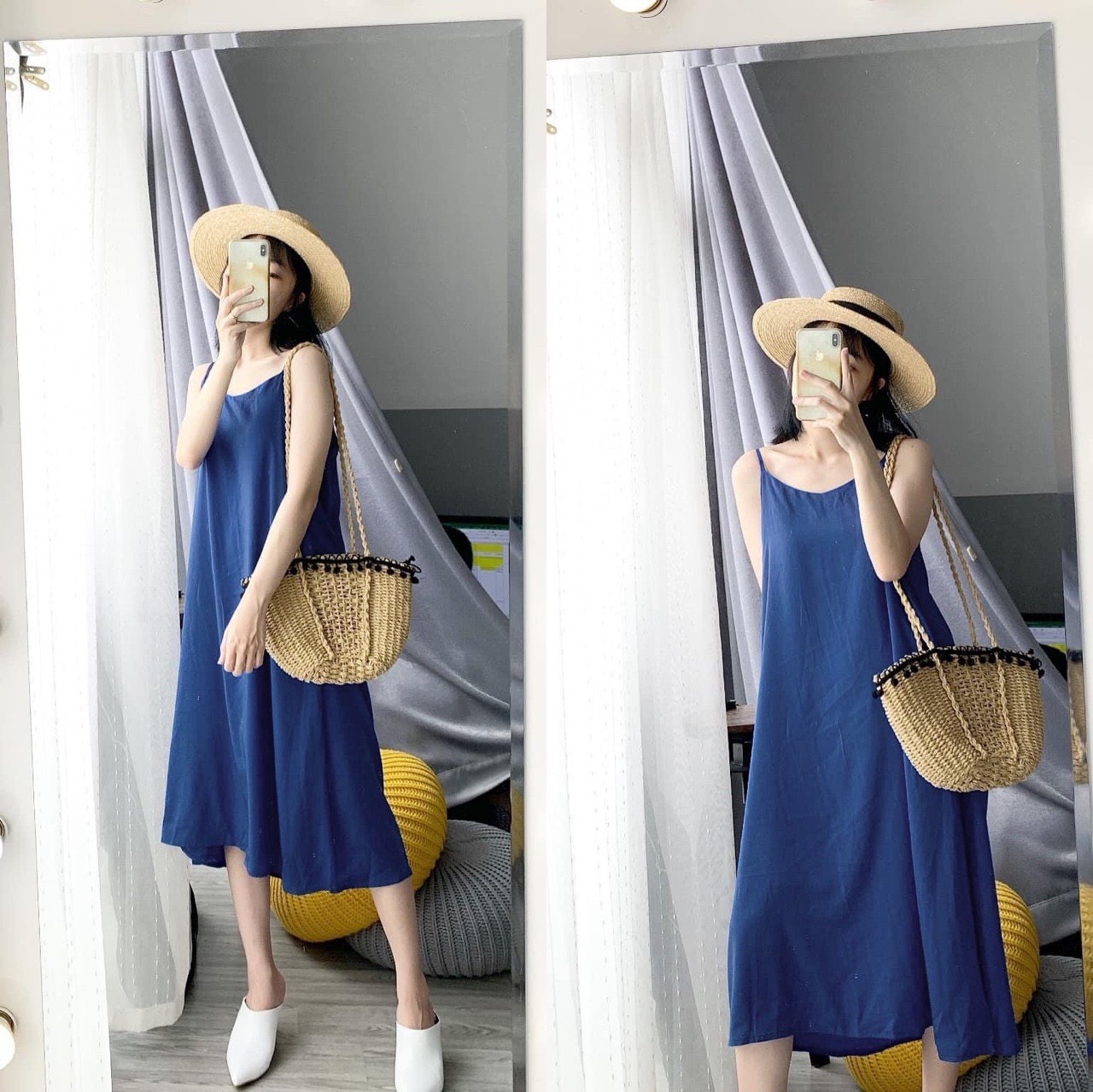 [Yến Trần] Đầm Suông-Váy Suông Cami 2 Dây Đũi lụa Trend Hot
