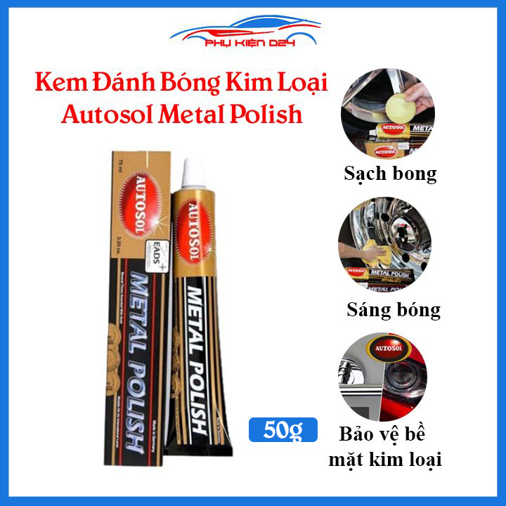 Kem đánh bóng kim loại Autosol Metal Polish 50g, đánh bóng sơn inox, lư đồng, bảo vệ bề mặt kim loại