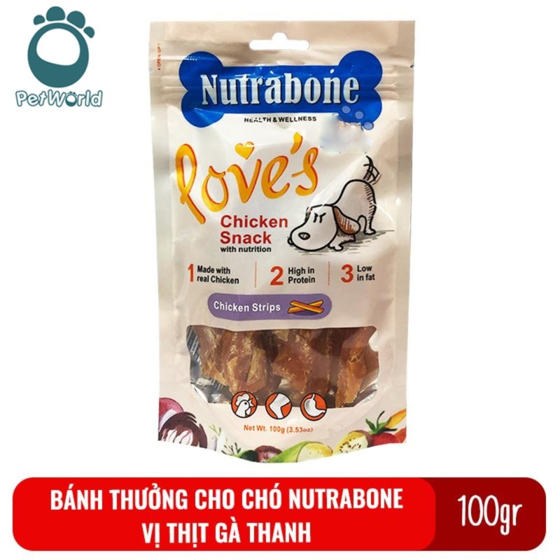 Bánh thưởng cho chó Nutrabone 100gr vị thịt gà - Chicken Strips