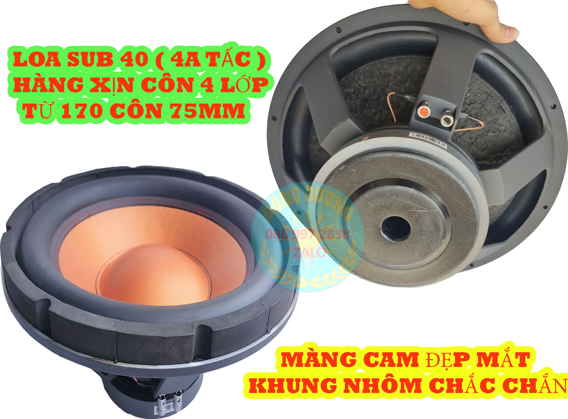 Loa bass sub 40 martin côn 76mm 4 lớp màng cam cao cấp - giá 1 ...