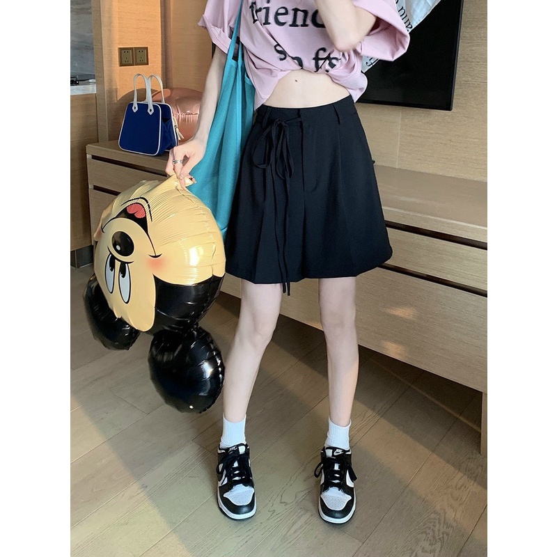 Quần Short Lửng Ống Rộng Cạp Cao , quần sooc nữ ống rộng cột dây nơ eo chất Ruby mềm mịn