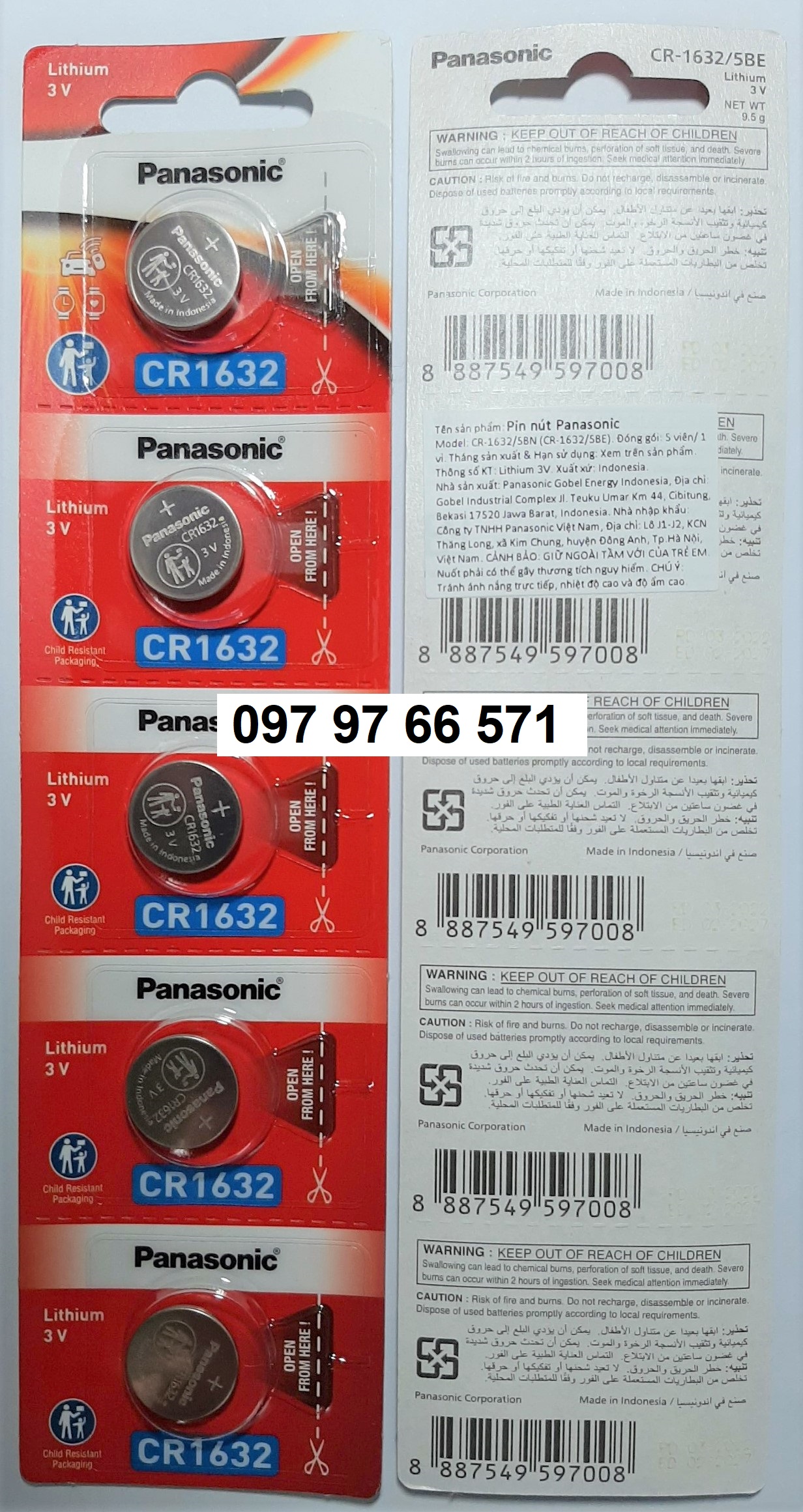 Pin Cr1632 Panasonic - 1 grate 5 tablets-genuine-made in Indonesia