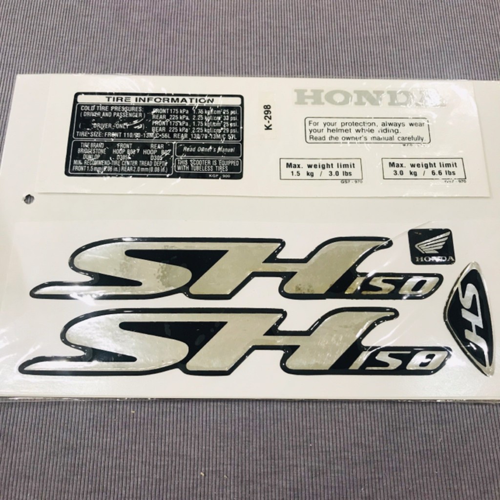 Nguyên bộ tem thông số và chữ dán xe máy Sh 150i đời đầu màu trắng lấp lánh