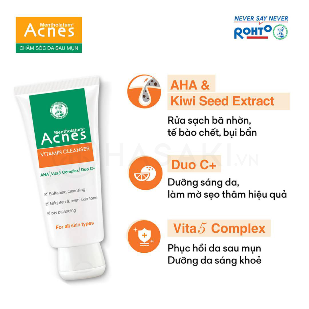 Kem rửa mặt VITAMIN ACNES VITAMIN Cleanser 100g dưỡng sáng da mờ vết thâm