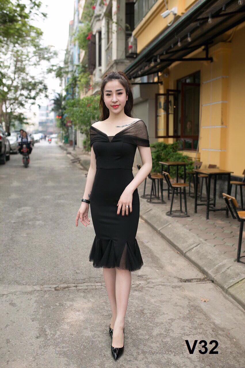 Đầm body dự tiệc trễ vai phối lưới cực sang chảnh quyến rũ cho các nàng