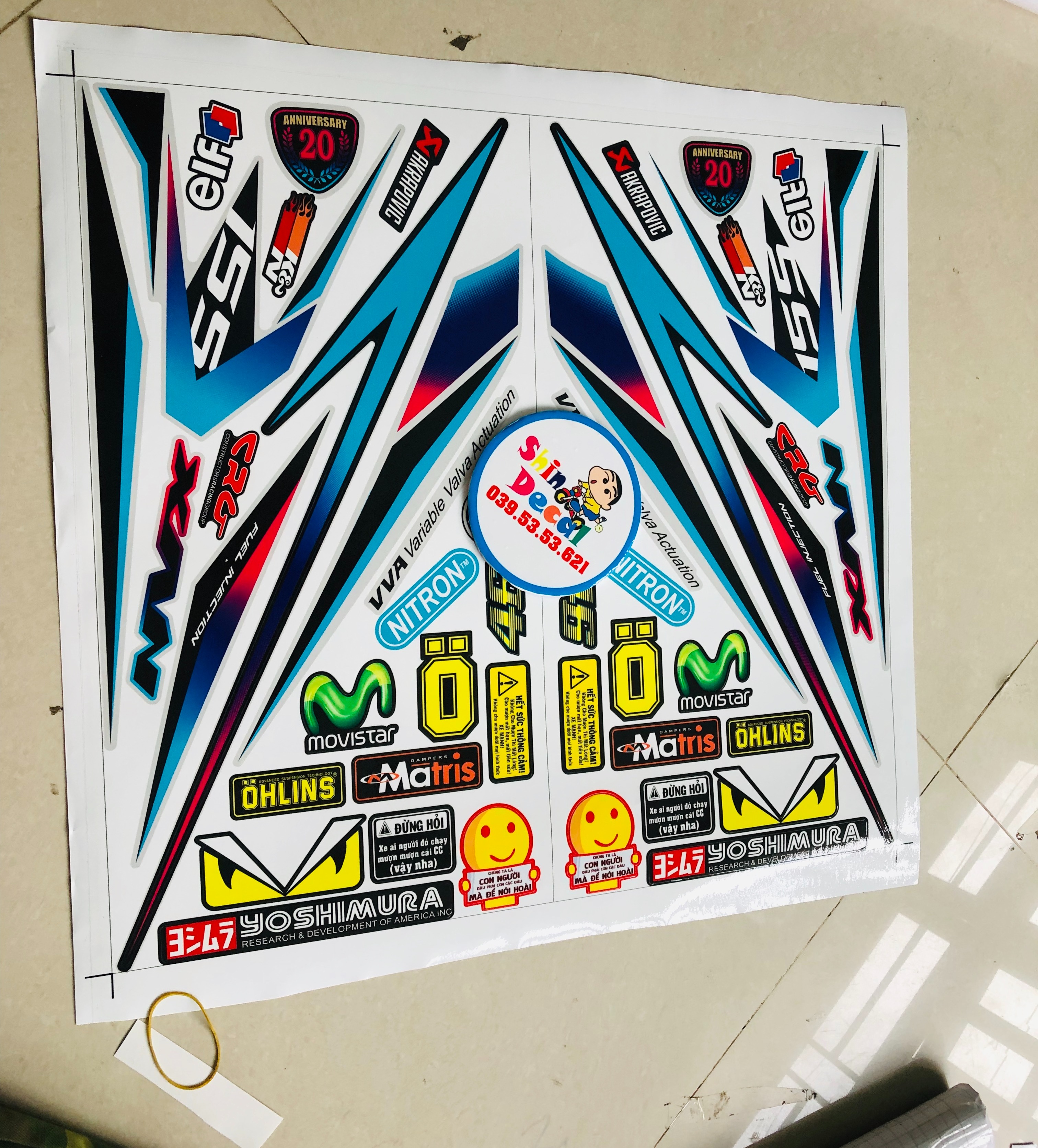 Tem rời NVX 150 phiên bản kỉ niệm dán xe bạc nhám