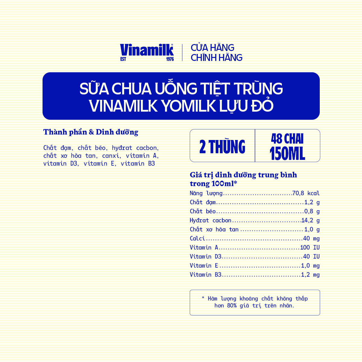 2 Thùng Sữa chua uống Yomilk Lựu Đỏ 150ml - 24 chai/Thùng