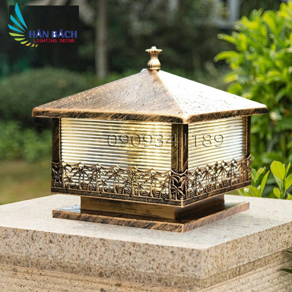 [HCM]Đèn trụ cổng cây dừa mạ đồng phi 300mm