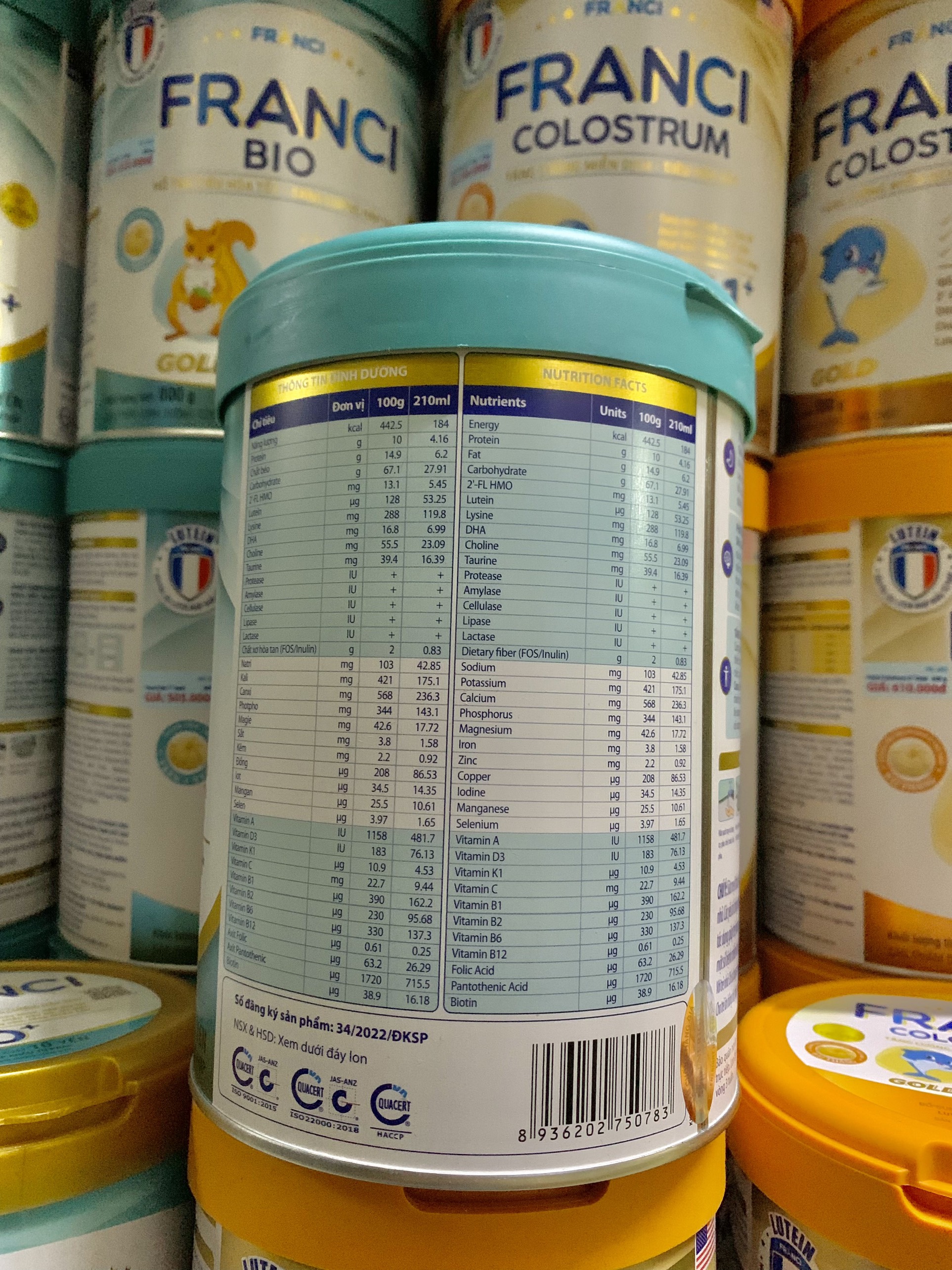 [HỖ TRỢ TIÊU HOÁ TỐT] Sữa Bột FRANCI BIO GOLD 1+ Hộp 800G