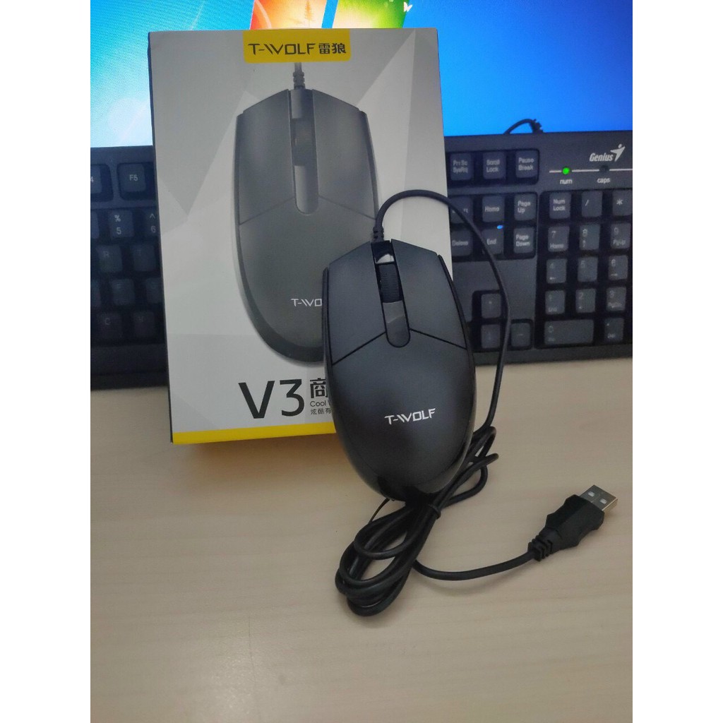 Chuột Có Dây  Mouse Có Dây Văn Phòng T-Wolf V3 - Mouse Computer (BH 12 Tháng)
