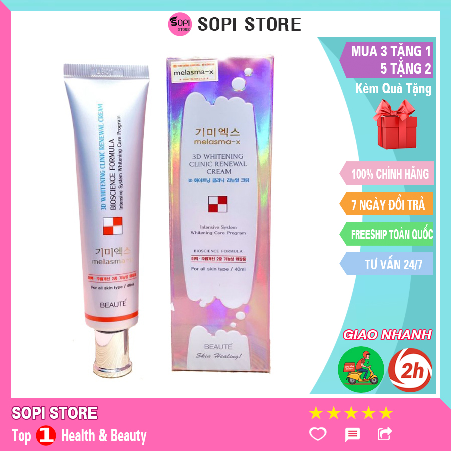 Kem dưỡng trắng da MELASMA-X 3D WHITENING CLINIC CREAM Hàn Quốc 35ml mờ ƞám Եàn nhang sáng da