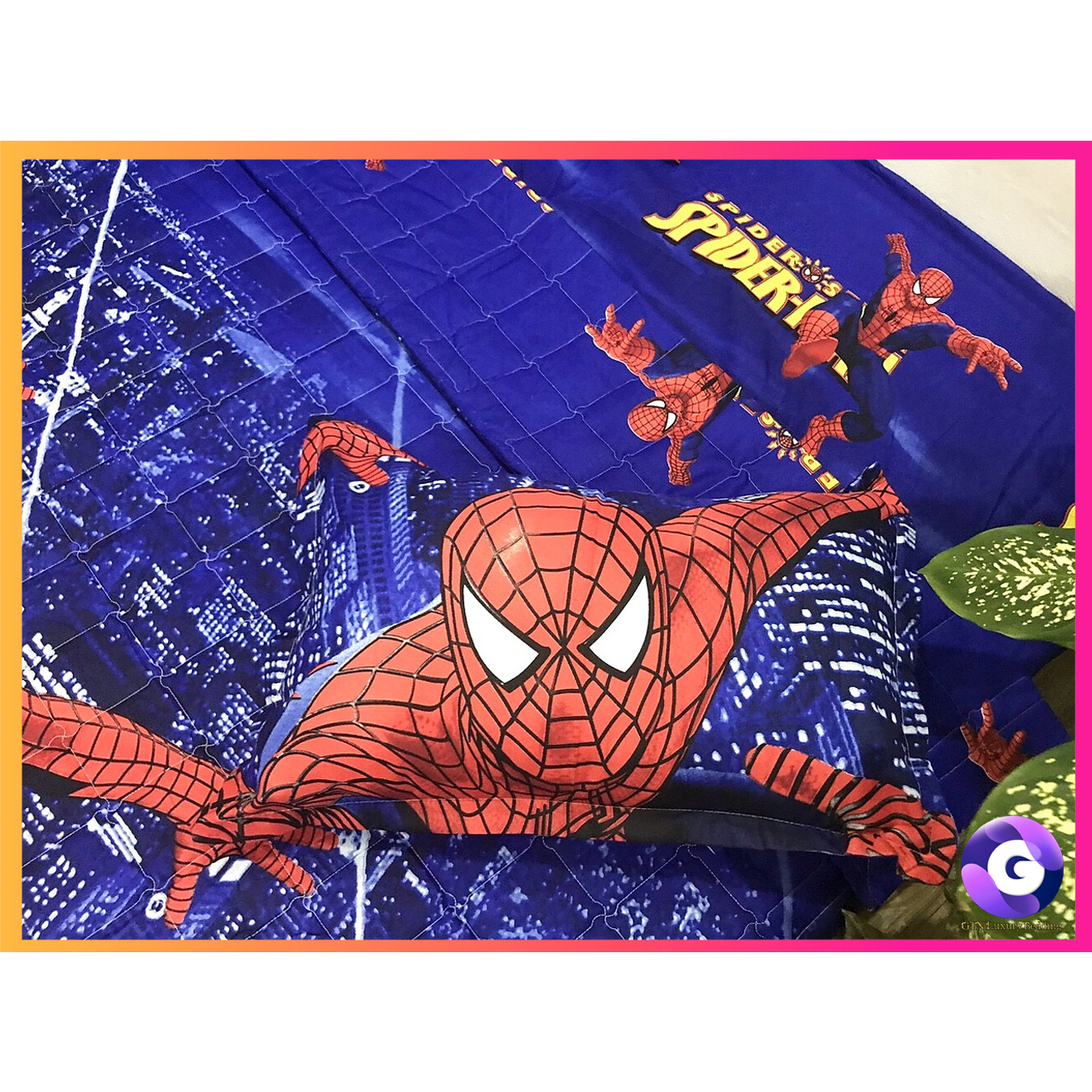 Bộ Chăn Ga Vỏ Gối Siêu Nhân Nhện Chất Liệu Cotton Poly