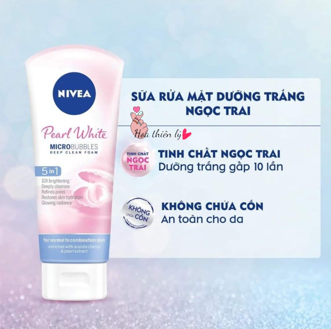 Sữa rửa mặt NIVEA Pearl White giúp trắng da ngọc trai (100g)