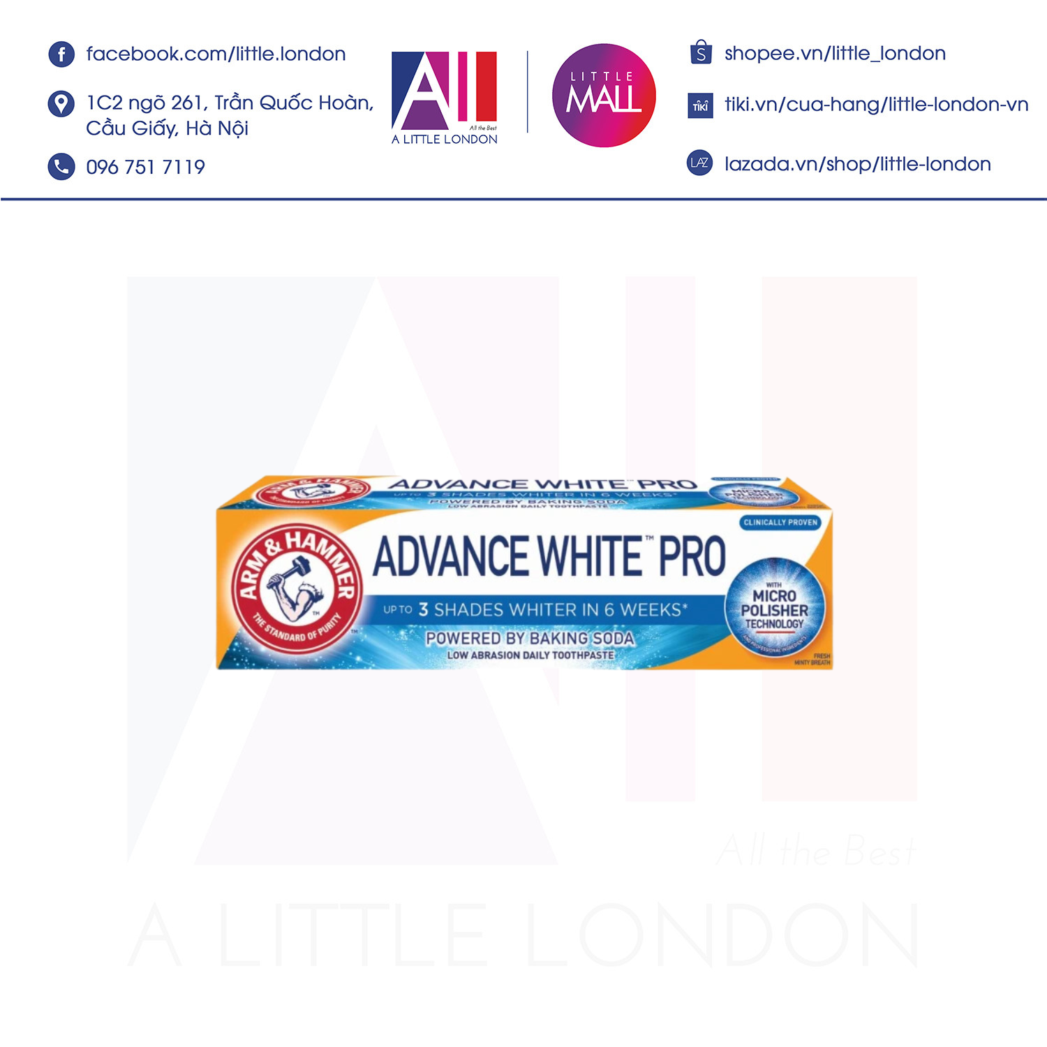 Kem đánh trắng răng Arm Advanced White Pro 75ml (Bill Anh)