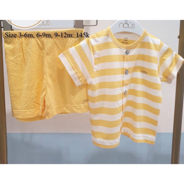 Bộ nous cộc kẻ vàng 9-12 month