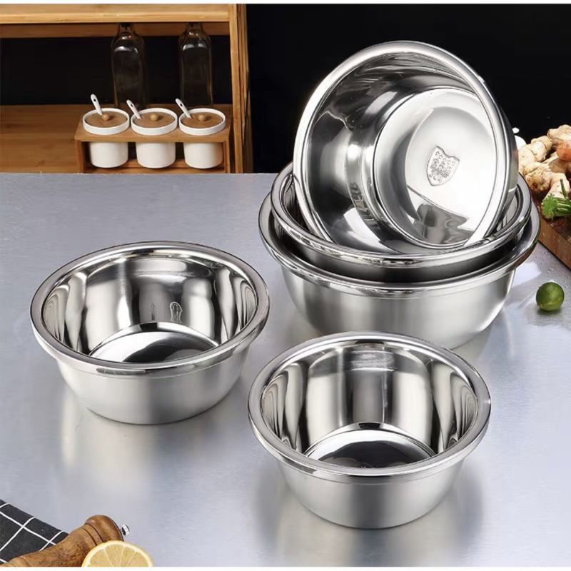 Thau inox đáy sâu trộn bột, trộn salad, rửa rau củ cao cấp loại dày tiêu chuẩn nhà hàng