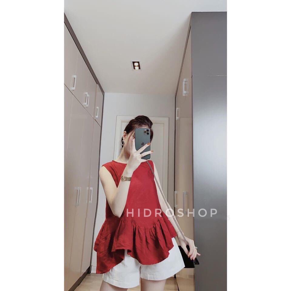 Sét áo bèo đỏ quần sooc trắng đũi