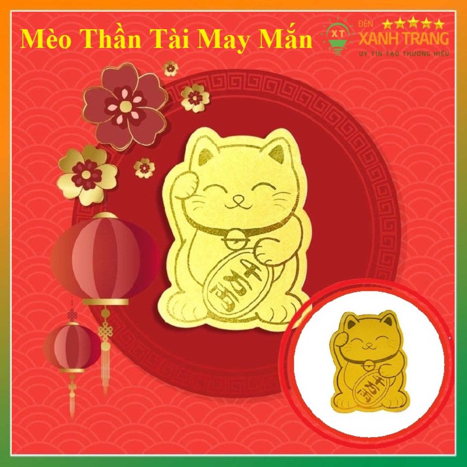 Miếng dán Mèo thầƞ Եài mạ vàng 24k để ví, ốp điện thoại thu hút Եài Lộc, Cầu May Mắn