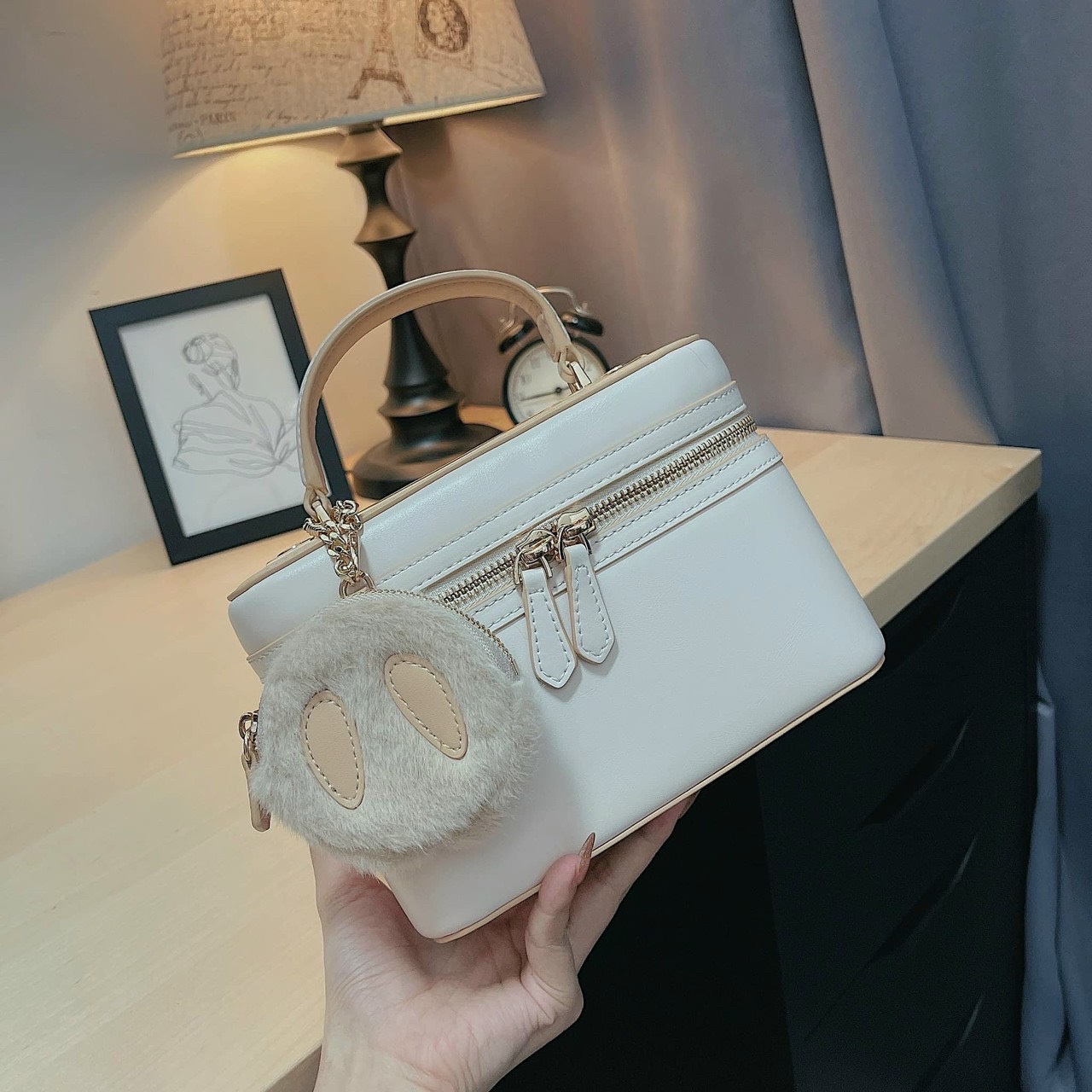 Túi nữ dáng cốp kèm ví tròn nhỏ mũi heo size 19