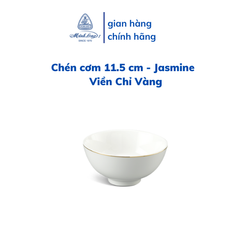 Chén, dĩa tròn sứ minh long 20 cm - jasmine - viền chỉ vàng
